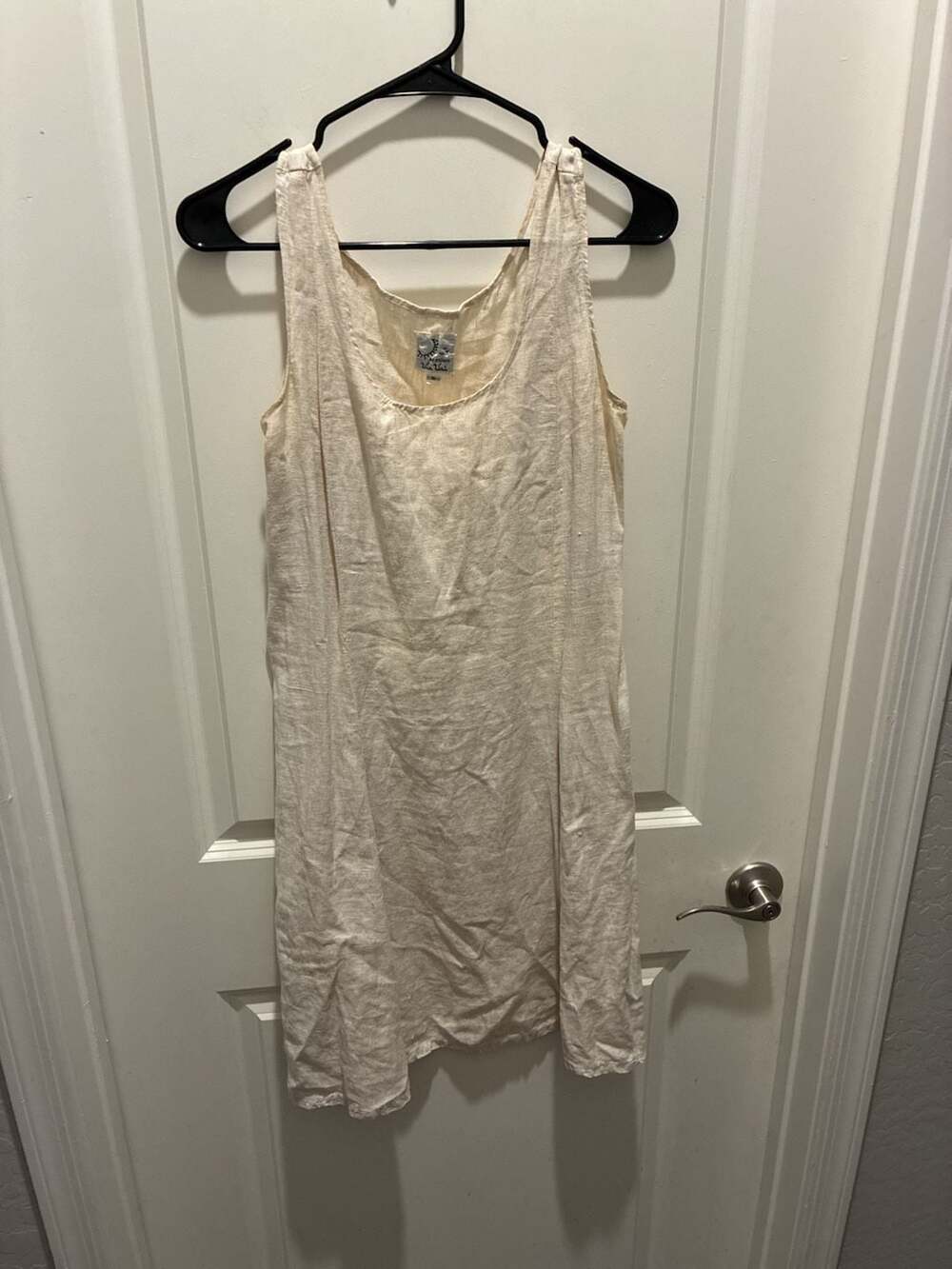 Via Vai by Pollero 100% Linen Sleeveless Dress Cream Size S
